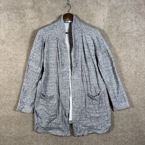 Eileen Fisher Sweater Womens Large Gray Open Front Cardigan Organic Cotton